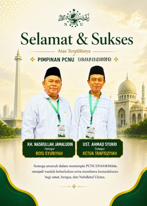 PCNU  Pengurus Cabang Kabupaten Kendal Rois Syuriyah KH Nasrullah Jamaludin dan Ketua Tanfidziyah Ust Ahmad Syukri